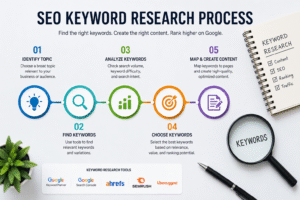 SEO keyword research process and keyword analysis steps