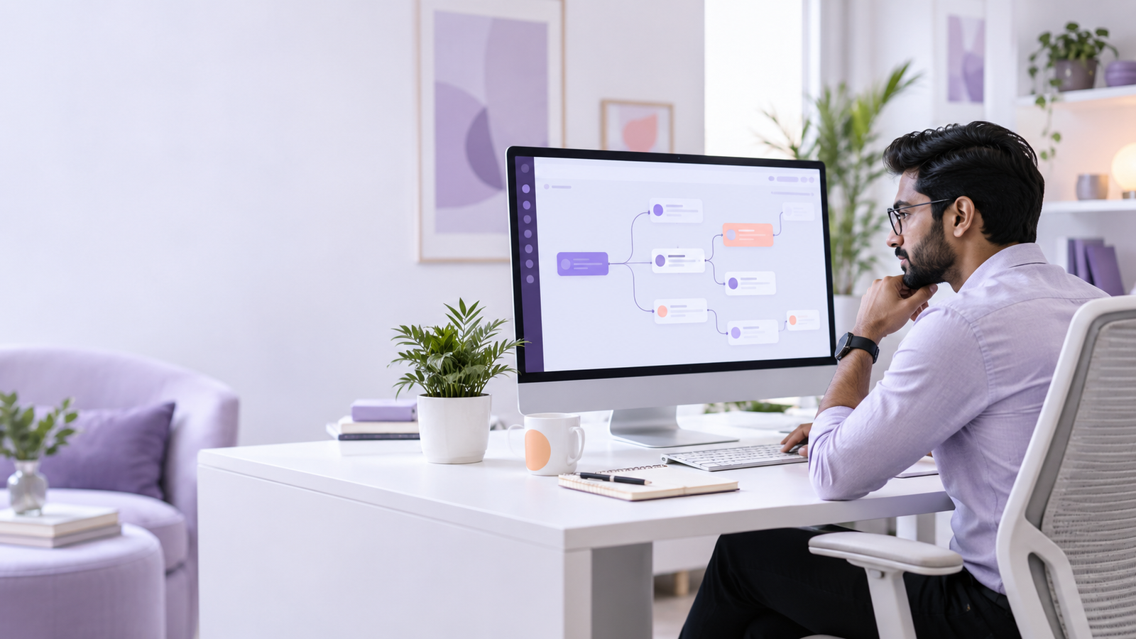 Marketing specialist planning automated WhatsApp conversation journeys